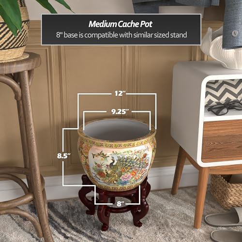 Red Lantern 12" Satsuma Porcelain Fishbowl Planter - Image 4