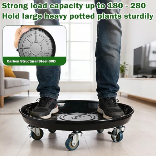 Planterhoma 3 Packs 18" Metal Plant Caddy with Wheels Extra-Large Rolling Plant Stand Heavy-Duty Plant Dolly with Casters Indoor Outdoor Wheeled Flower Pot Mover Rollers Garden Cart Trolley, Black - Image 5