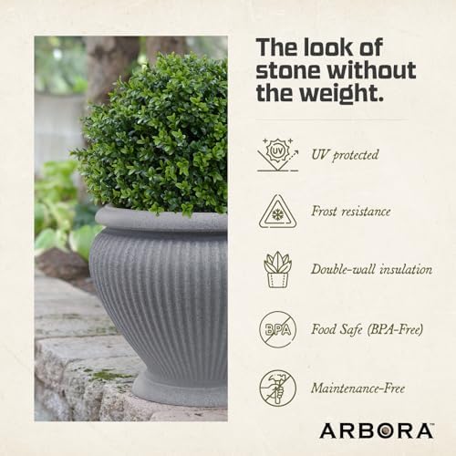 ARBORA 18" Cannes Urn Planter - Lightweight Polyresin Decorative Plant Pot - Image 5