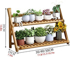 Plant Stand, 2 Tier Foldable Plant Shelf,Table Plant Pot Stand, Bamboo Organizer Flower Stand, Ladder Plant Holder, for Indoor Outdoor Home (11.8"/30cm,Bronze) - Image 2