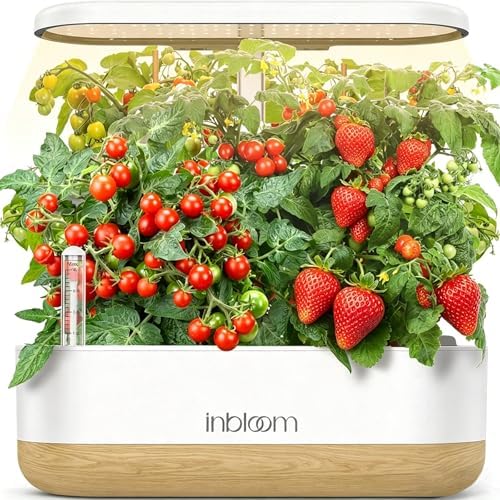inbloom Hydroponics Growing System 12 Pods, Indoor Herb Garden with LEDs Full-Spectrum Plant Grow Light, Water Shortage Alarm, Automatic Timer, Height Adjustable,Gardening Gifts for Women, White by inbloomgarden