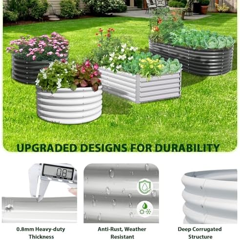 Anleolife 6x2x1.5ft Oval Galvanized Raised Garden Bed, Antique White - Image 5