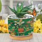 Vase Green Chinoiserie Ceramic Planters Daily Snake Plant Live Indoor with Pot with Drainage Holes and Saucers Pot for Home Office Decoration - Image 6