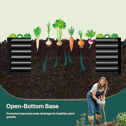 Raised Garden Bed 6x3x2ft, Galvanized Raised Garden Beds Outdoor for Vegetables Flowers Herbs, Steel Large Deep Planter Box, Tall Raised Garden Bed with 3ftx30ft Weed Barrier Fabric and Glove, Black - Image 6