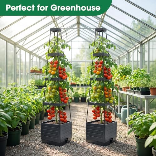 MQFORU 2Pack Raised Garden Bed Planter Boxes with Trellis, 57" Self-Watering Tomato Planter Boxes with Trellis for Climbing Vegetable and Plants, Tomato Cage for Indoor Outdoor Use - Image 6