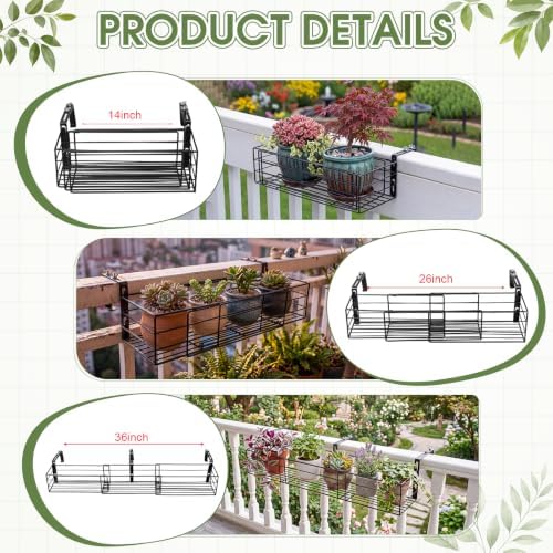 Youyole Railing Hanging Planter Holder, Adjustable Balcony Flower Pot Stand - Image 3