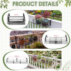 Youyole Railing Hanging Planter Holder, Adjustable Balcony Flower Pot Stand - Image 3