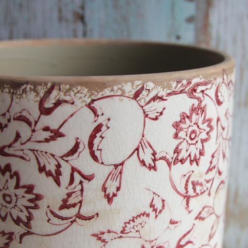 7.7" Planters For Indoor Outdoor Plants, Rustic Pots For Plants, Vintage Plant Pots Indoor, Tuscan Indoor Tree Pot, house decor, gardening gifts for women, Red Flower Pot Outdoor For Garden, Large - Image 5