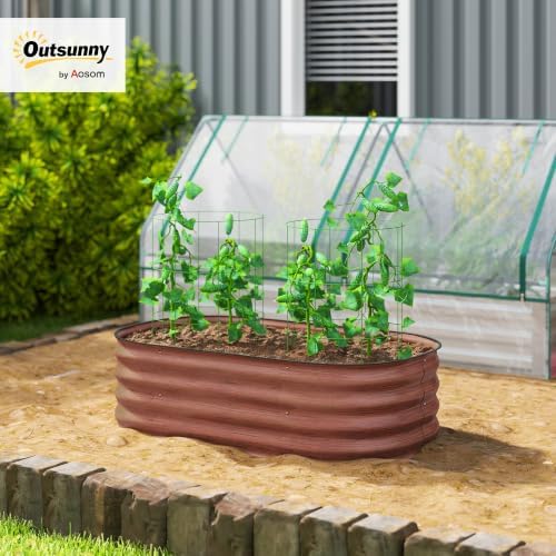 Outsunny 3.5' x 2' x 1' Galvanized Raised Garden Bed Kit, Brown - Image 2