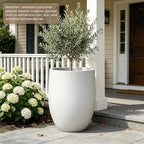 Kante Large Round Bullet White Concrete Planter 21.7" Tall, Outdoor - Image 3