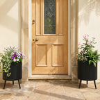 GIANTEX Plant Pot with Stand Set of 2, 16.5" & 14.5" Metal Plant Stand - Image 4