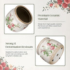 7.7" Large Ceramic Plant Pot Beige Red Romantic Rose Crackle Glaze Rustic Flowers Pot Decorative Planter with Drainage for Indoor Outdoor Plants Home Kitchen Office Decor Gift - Image 3