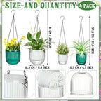 4 Pcs 6.5'' 4.5'' Hanging Self Watering Pot for Indoor Plant, Green, Clear - Image 2