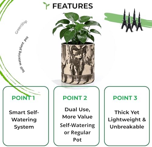 GreenShip 13.7″ Cylinder Planters with Drainage Hole and Planter Saucer, Jun Porcelain Clay & Recycled Resin, Decorate Home,Office & Outdoor - Image 2