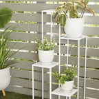 Deco 79 Porcelain Ceramic Indoor Outdoor Planter Leaf Patterned Small Planter Pot with Attached Saucer, Set of 3 Planters 8", 6", 5" H, White - Image 5