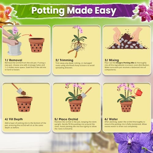 DUSPRO 4in1 Orchid Potting Mix for Repotting,Pre-Mixed & Ready to Use, 10QT - Image 5