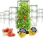 6 Pack 41" Square Tomato Cages for Garden - Large Tomato Trellis Stakes by K-BRANDS