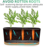 QCQHDU 16" L x 7.6" W x 7" H Window Planter Box, 2 Pack Self Watering Pots for Indoor Plants with Drainage Holes & Saucer, Outdoor Flower Pots Home Garden Modern Decor - Image 4