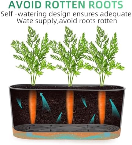 QCQHDU 16" L x 7.6" W x 7" H Window Planter Box, 2 Pack Self Watering Pots for Indoor Plants with Drainage Holes & Saucer, Outdoor Flower Pots Home Garden Modern Decor - Image 4