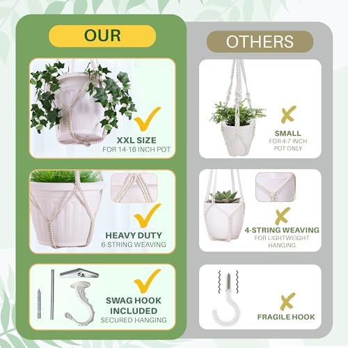 2 Pack Giant XXL Macrame Planter Hanger Large for 15 inch Pot - Image 5