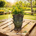 Tree Face Planter with Drainage Holes, 7.87 x 3.93 x 1.96 inches, Resin Garden Flower Pot, Indoor Outdoor Decorative Vase for Plants (xiao) - Image 2