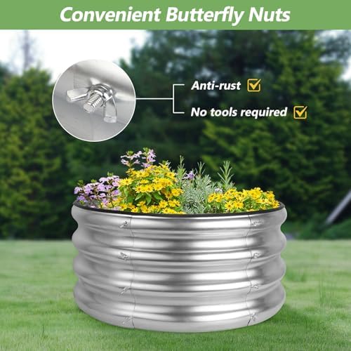 4 PCS 2x2x1ft Round Galvanized Raised Garden Bed Kits - Image 6
