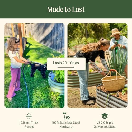 32" Extra Tall Raised Garden Bed Kits, 2 x 8 x 2.7ft Raised Planter Box Outdoor, 3.5 x 6.5 x 2.7ft Deep Root 9 in 1 Modular Metal Raised Beds for Gardening Vegetables Flowers Fruits - Sky Blue - Image 4
