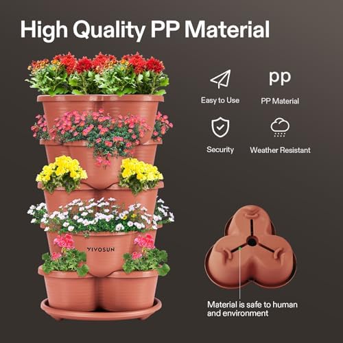 VIVOSUN 2-Pack 5 Tier Vertical Gardening Stackable Planter for Strawberries - Image 3