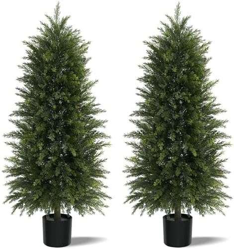 5 ft Artificial Topiary Cedar Trees Set of 2 for Outdoor by MavissDiary