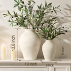 Vanselia Ceramic Flower Vase Home Decor - Large Tall Farmhouse Table Vases Rustic Vintage Living Room Kitchen Bedroom Decoration for House Book Shelf Office Coffee Desk Dining Fireplace (13.8" Rustic) - Image 3