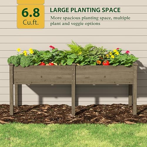 BlueWish 72''L x 23''W x 30''H Raised Garden Bed Outdoor, 2x6 FT Cedar Garden Bed with 8 Drainage Holes & 6 Legs, Elevated Planter Boxes for Gardening, Vegetable, Flower, 661lbs Capacity, Brown - Image 6