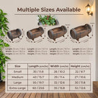 Whiskey Barrel Planter Wooden Barrel Planter for Indoor & Outdoor Use Patio Lawn Garden Balcony with Drainage Hole Rustic Decorative Plant Container (19.7×12.6×12.2in/50×32×31cm) - Image 2