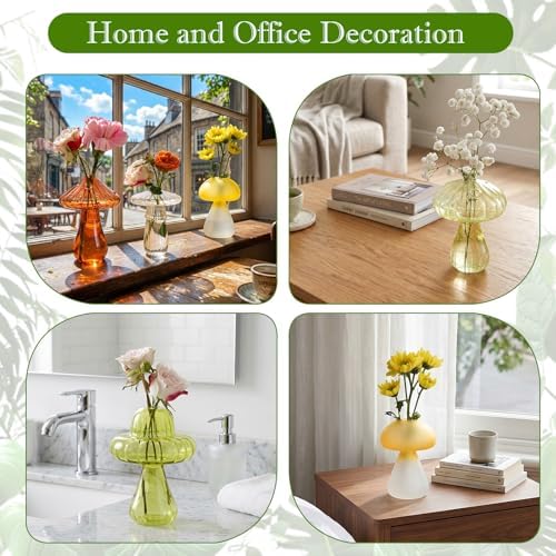 Mushroom Propagation Vase for Indoor Plants, Set of 6 Glass Colored Plant Propagation Stations for Plant Lovers, Mini Hydroponic Pots for Plant Lovers Women Girls - Image 5