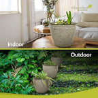 Headwind Robert Allen Riverside Collection – 14" Chamois Glazed Decorative Plant Pots Indoor with Drainage & Outdoor - Modern Flower Pot Weather-Resistant Lightweight Stone-Look Composite Planter - Image 7