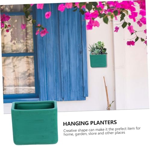 Geometric Wall Mounted Flower Pot Ceramic Green for Succulents Xmas - Image 3