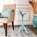 Decor Therapy Simplify Round Pedestal Accent Side Table, Chic & Compact MDF Furniture for Traditional Stylish Spaces - Antique Iced Blue - (15" x 15" x 24") - Image 5