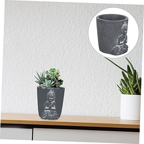 Toyvian Cement Buddha Statue Succulent Planter for Home Gardening Decor - Image 6
