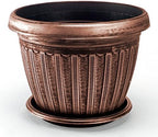 Rustic Flowerpot 12" Planter, Set of 2 Planter and 2 Saucers (4 Pieces) for Garden Patio Office Ornaments Home Décor Long Lasting Reusable Lightweight (Copper-L) - Image 2