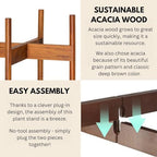 Fox & Fern Mid Century Plant Stands for Indoor Planters, Acacia, 11.8 Inch - Image 3
