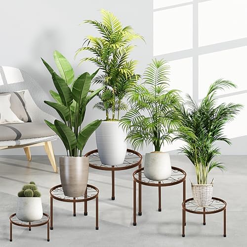 CADANI 5-Pack Metal Plant Stands for Outdoor Indoor, Anti-Rust Iron Flower Pot Stand, Heavy Duty Plant Pot Shelf for Multiple Plant, Decoration Racks for Home, Patio & Garden - Image 5