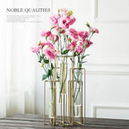 Hinged Flower Vases Test Tube Flower Vase with 5 Test Tubes Gold Metal Frame can be Bent and Contorted, Propagation Station Plant Holder Tubos De Ensayo for Home Wedding Decor, Balcony - Image 4