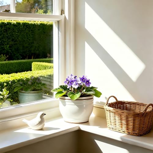 Self Watering Pot for African Violets Indoor Outdoor Plants, 6 inch, White - Image 6