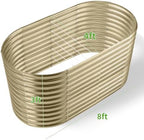 Land Guard 8x4x3ft Oval Galvanized Raised Garden Beds, Large-Capacity Metal Planter Box Outdoor, Durable Deep Raised Garden Bed 3ft Tall, Raised Beds for Gardening Vegetables, Cream Yellow - Image 2