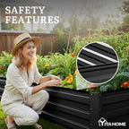 YITAHOME 2pcs 12x4x1ft Galvanized Raised Garden Bed, Metal Planter Box with Safety Rubber, Gloves, Outdoor Flower Bed for Planting Plants Vegetables, Black - Image 6