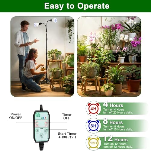 Grow Light, 5500K (160 Watts Equiv) White Full Spectrum Plant Growing Lamp for Indoor Plants,LED Bulbs Replaceable - Image 4