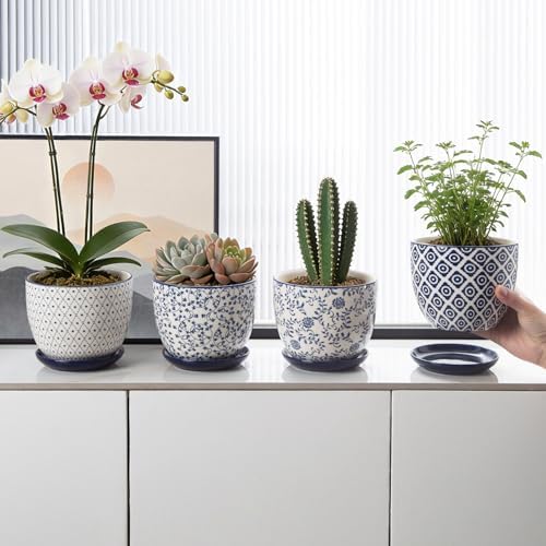5.6 Inch Ceramic Plant Pots Set of 4 - Image 6