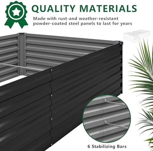 DIIYIV 12x2x1.5FT Galvanized Raised Garden Bed,Vegetable Boxes-Rectangle Metal Flower Box,Large Planter Raised Beds Outdoor Garden for Planting,Fruit,Herb-Black - Image 4