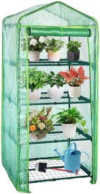4 Tier Mini Indoor Greenhouse,27"x19"x62" Greenhouse for Indoors&greenhouses for Outdoors with PE Cover and Roll-Up Zipper Door by GreenGiggle