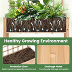 GIANTEX 65'' Wooden Raised Garden Bed w/Trellis on Wheels, Mobile Elevated Planter Box w/Legs, Liner & Drainage Holes for Climbing Plant Vegetable Herb Flower, Outdoor Garden Box, Backyard Balcony - Image 3