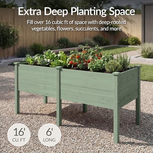 Best Choice Products 72" x 24" x 30" Raised Garden Bed with Extra Deep 16" Depth, Elevated Wood Planter Box Stand for Backyard, Patio, Balcony, Natural Fir Wood - Sage - Image 3
